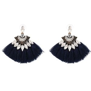 Black Tassel Statement Earrings